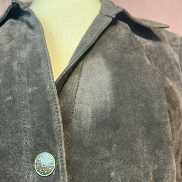 Jules & Leopold Womens Brown Distress Leather Button Down Jacket Size XL - Picture 3 of 8